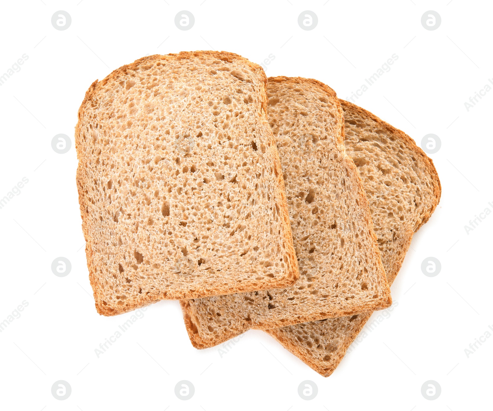 Photo of Fresh bread on white background, top view