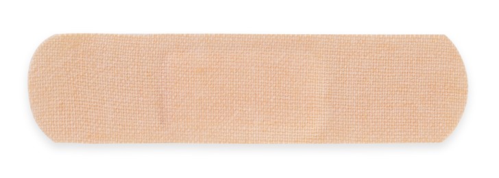 Photo of One medical adhesive bandage isolated on white, top view