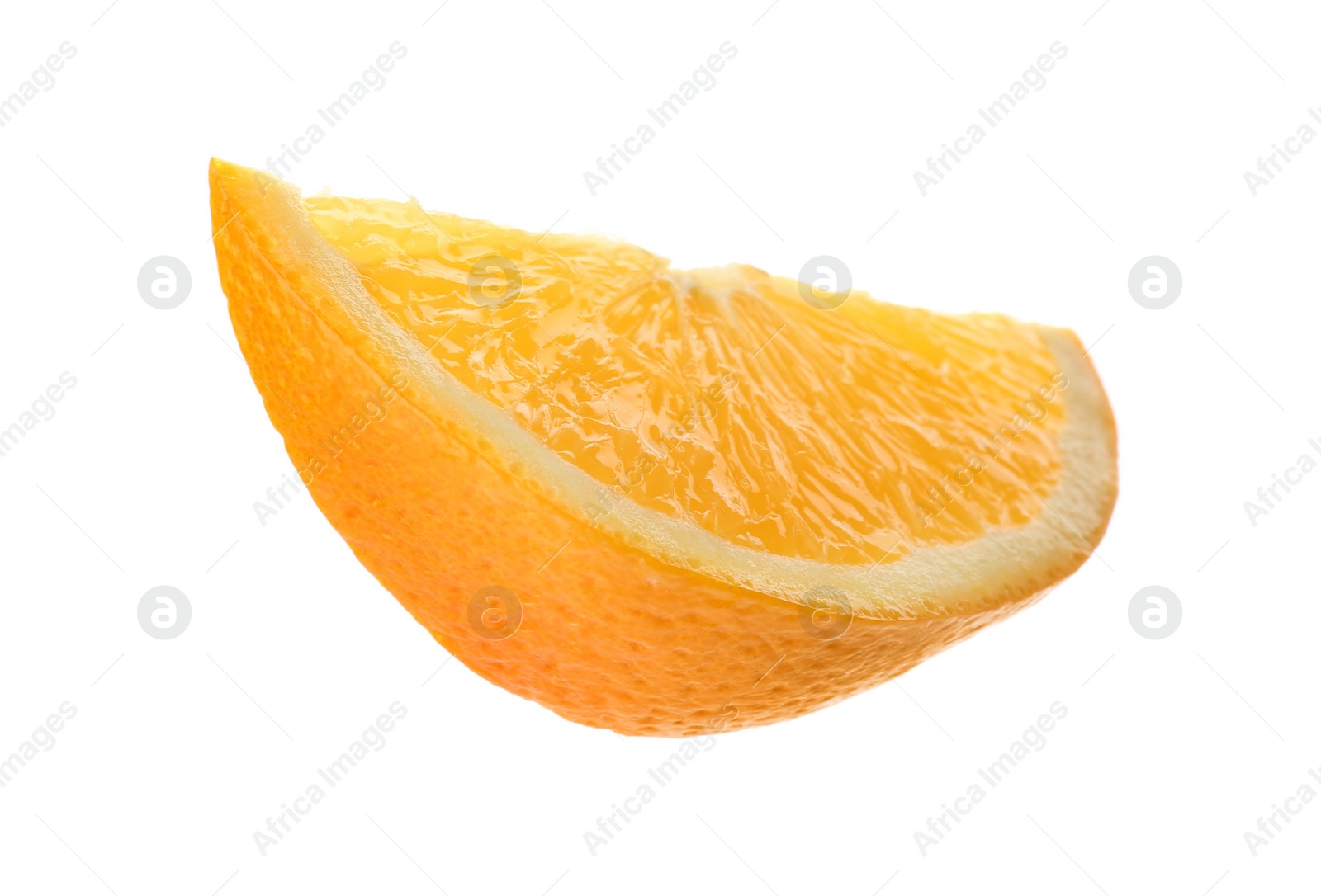 Photo of Slice of fresh ripe orange isolated on white