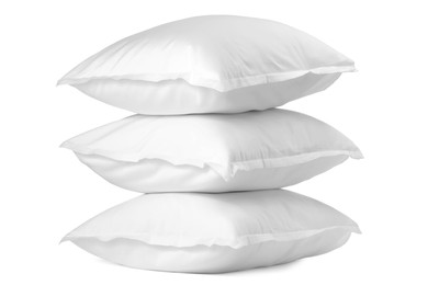 Photo of Stack of soft pillows isolated on white