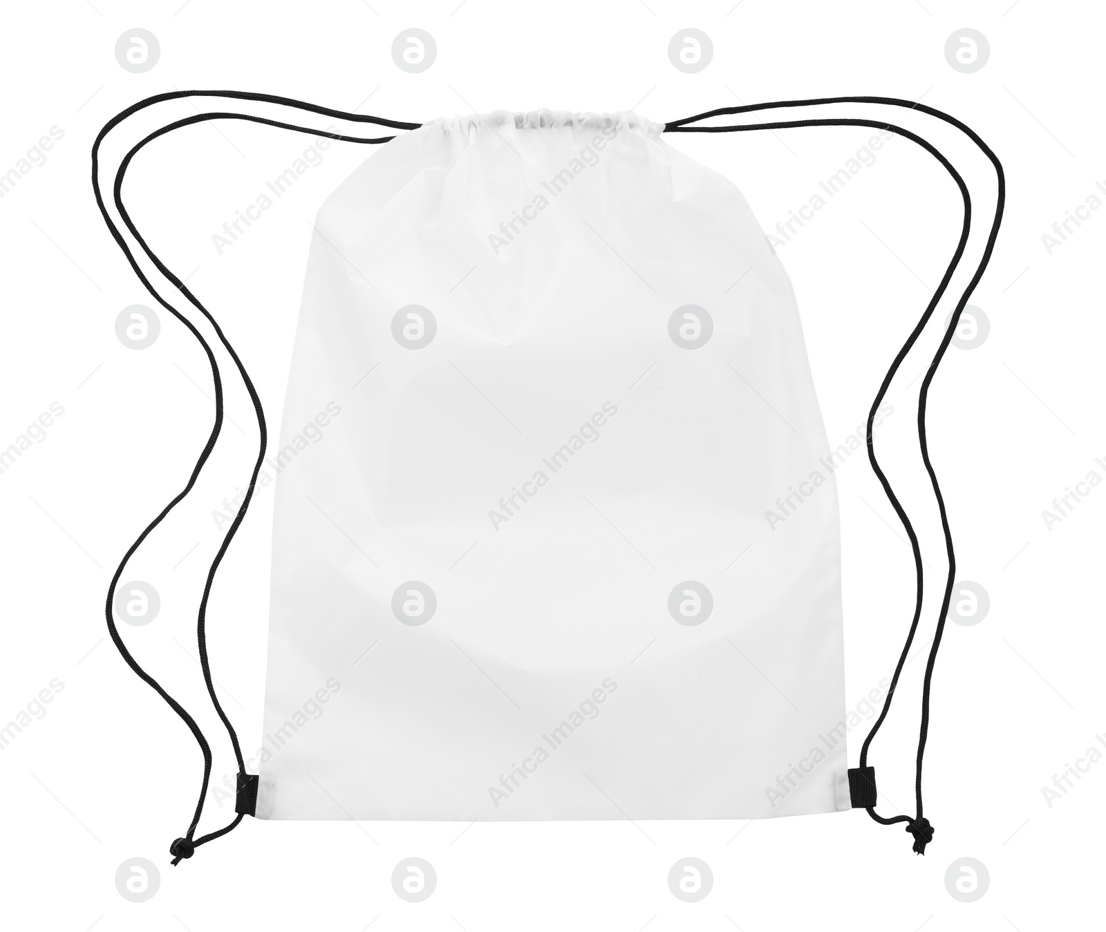 Photo of One beautiful drawstring bag isolated on white