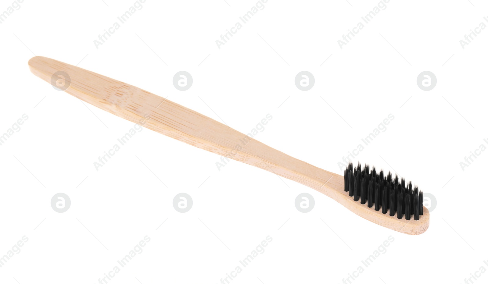 Photo of One bamboo toothbrush isolated on white. Eco friendly product