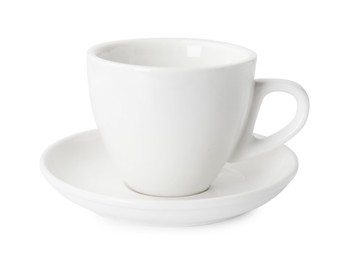 Ceramic cup and saucer isolated on white