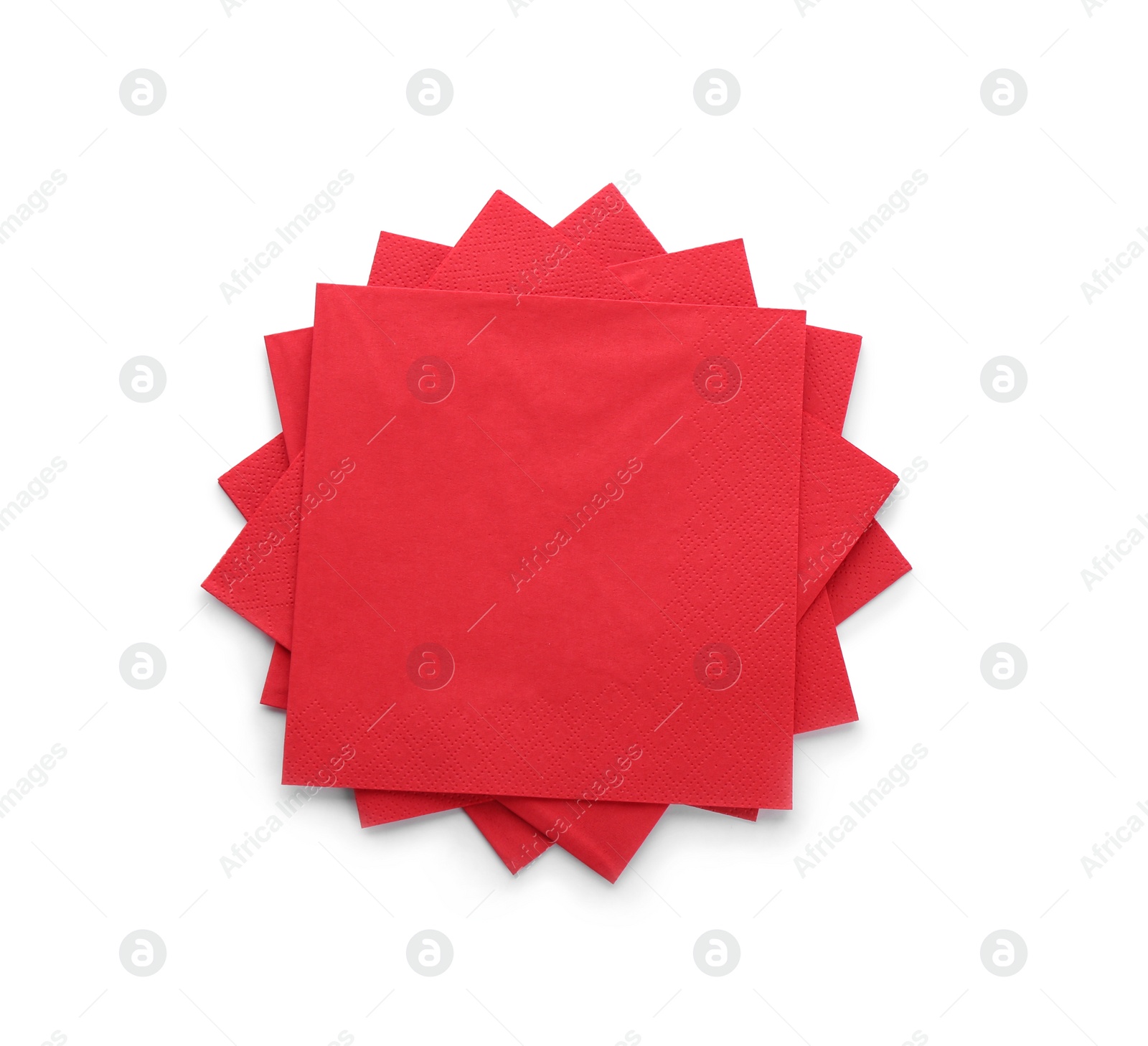 Photo of Clean paper napkins on white background, top view