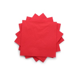 Clean paper napkins on white background, top view