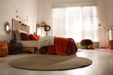 Photo of Cozy bedroom interior inspired by autumn colors