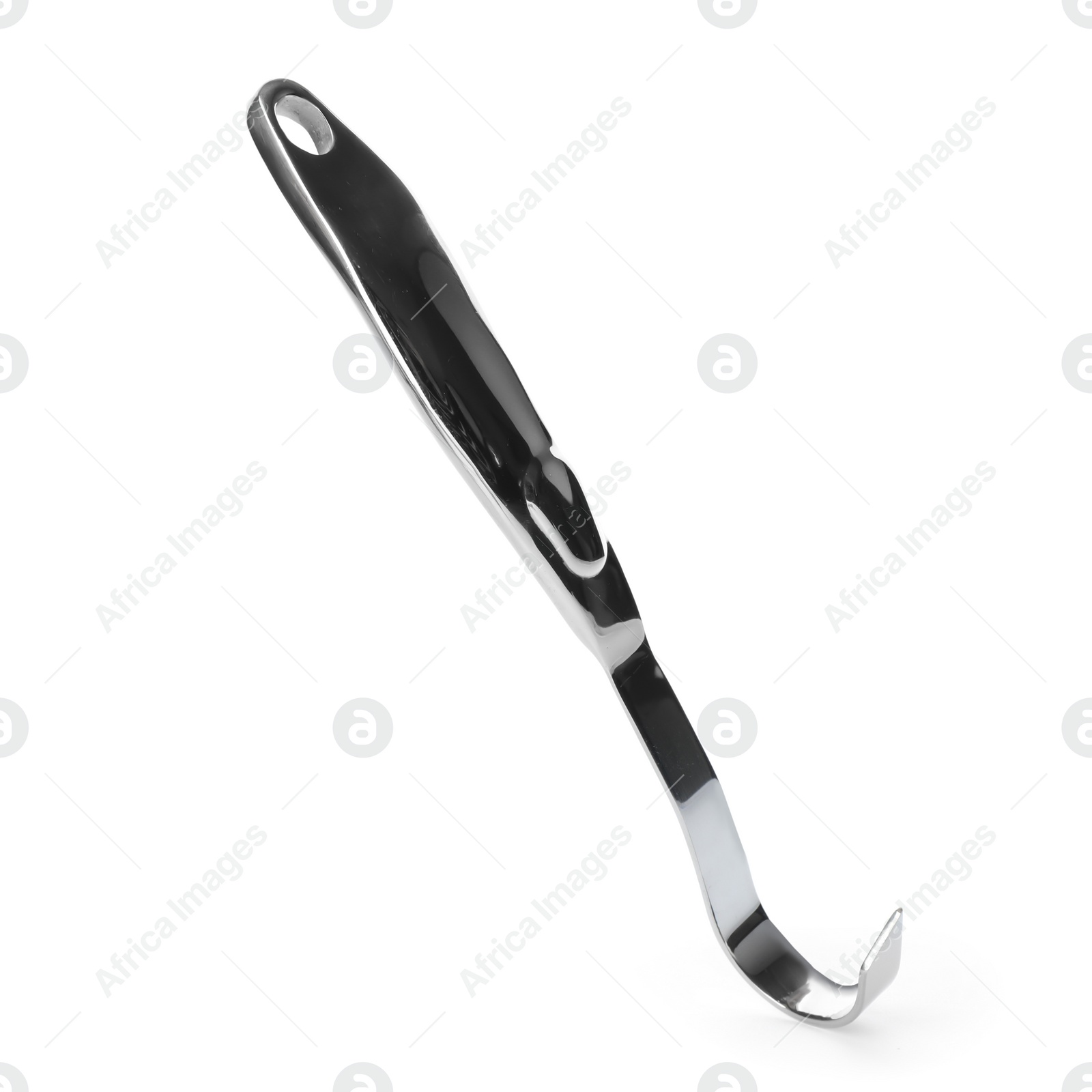 Photo of Stainless steel butter curler on white background. Kitchen utensils