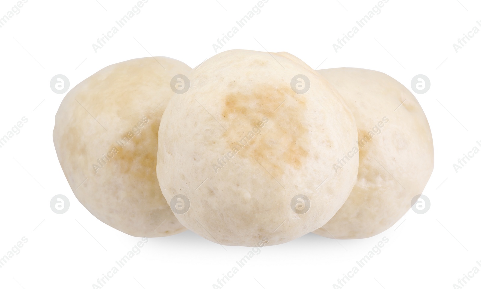 Photo of Delicious chinese steamed buns isolated on white, top view