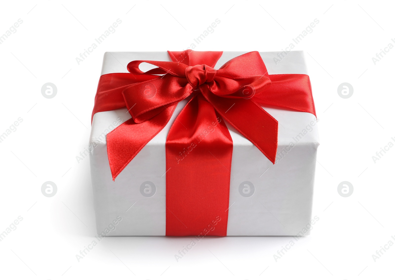 Photo of Beautifully wrapped gift box on white background