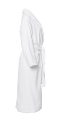 Soft clean terry bathrobe isolated on white, side view
