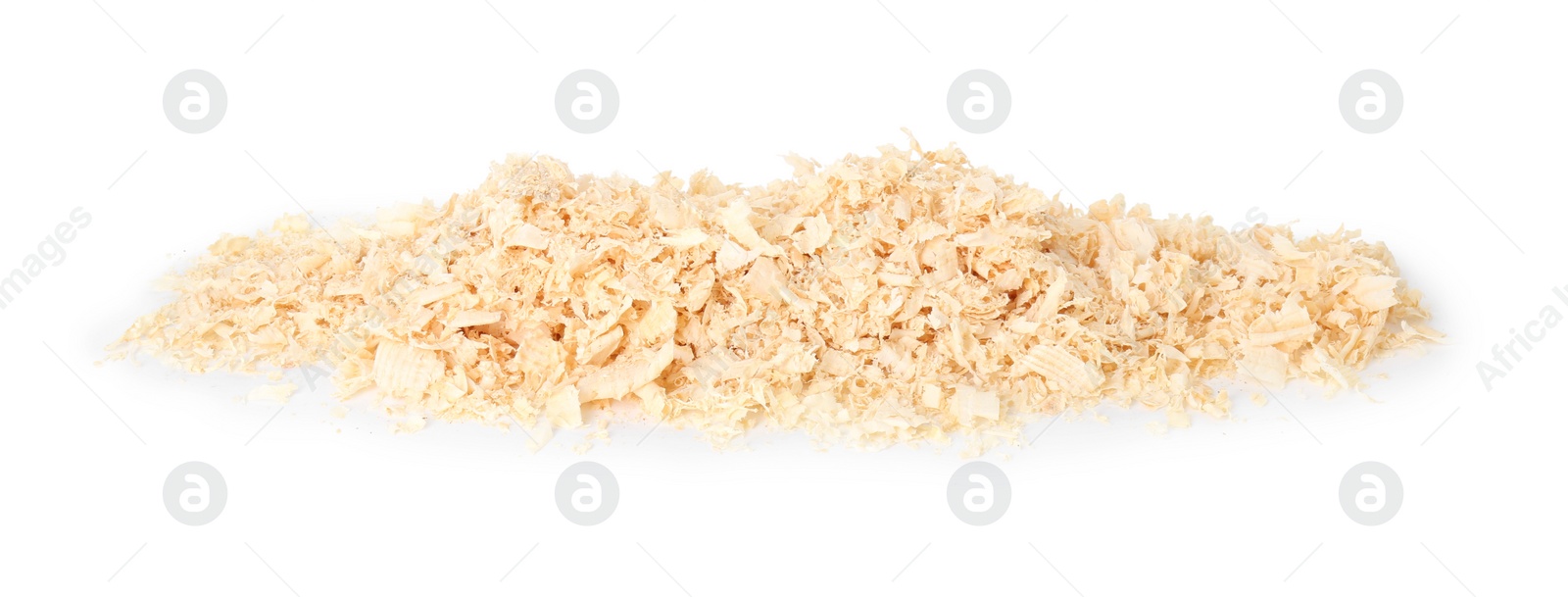 Photo of Pile of natural sawdust isolated on white