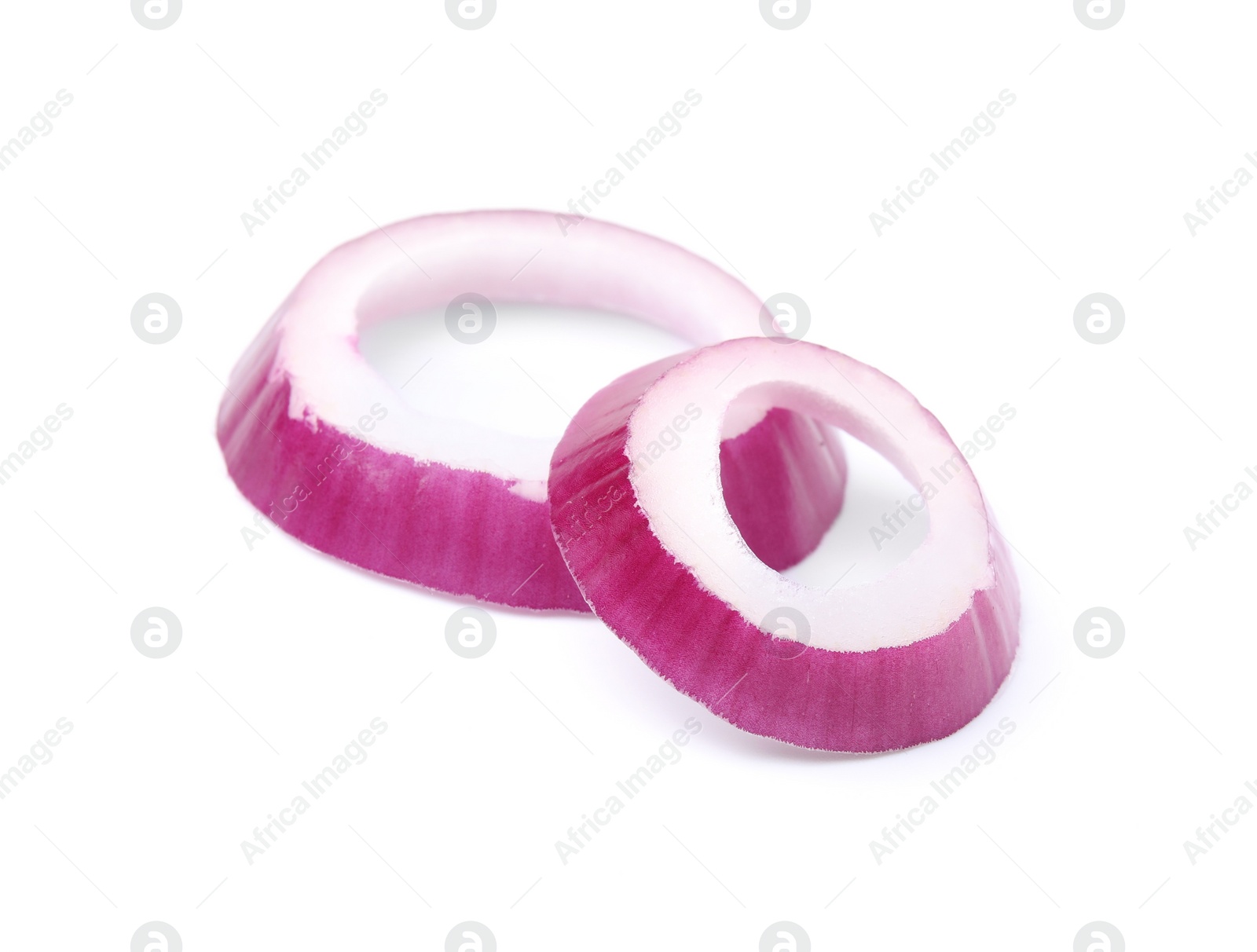 Photo of Fresh rings of red onion isolated on white