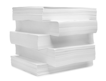 Stacks of paper sheets on white background