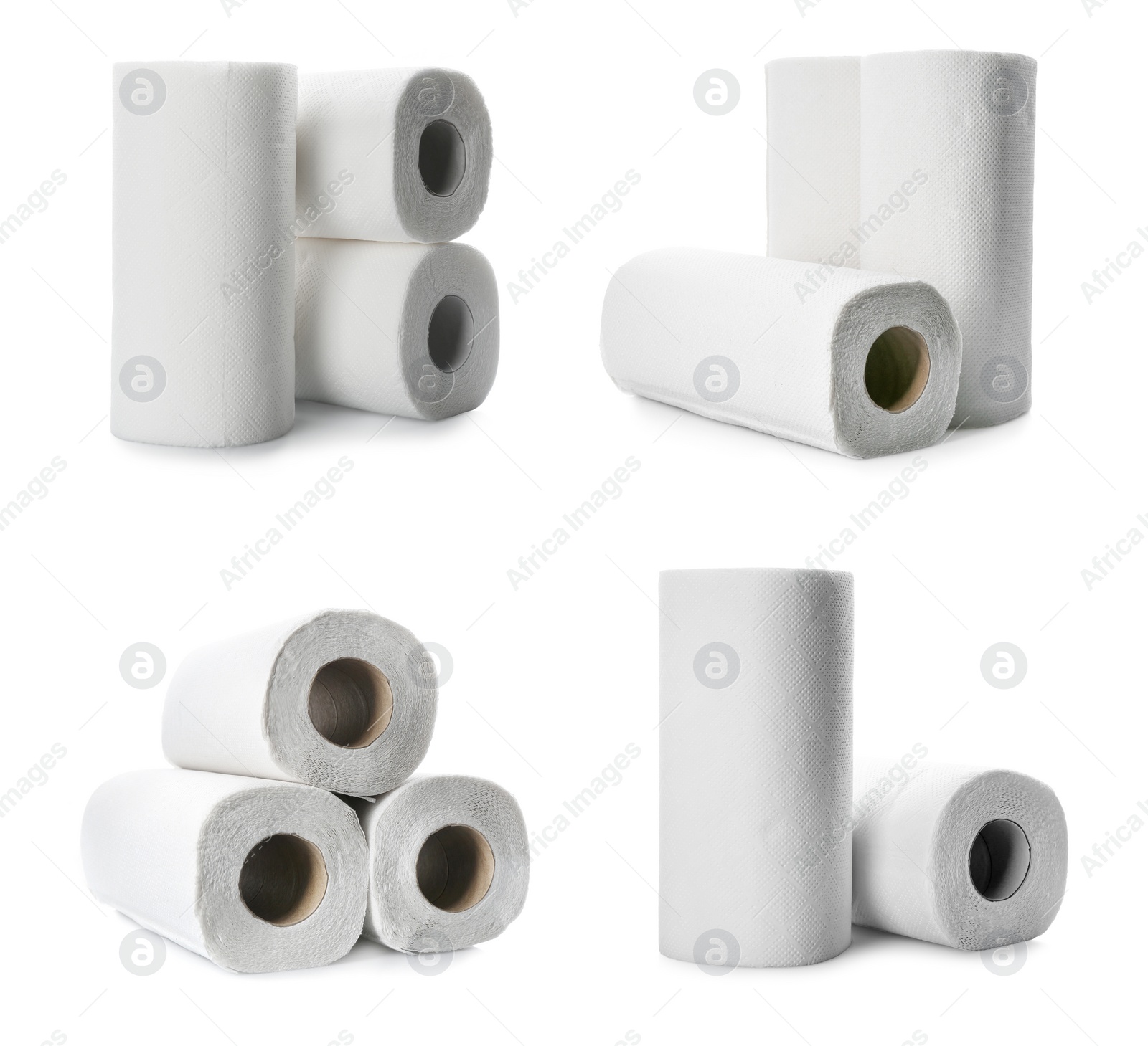 Image of Set with rolls of paper tissues isolated on white