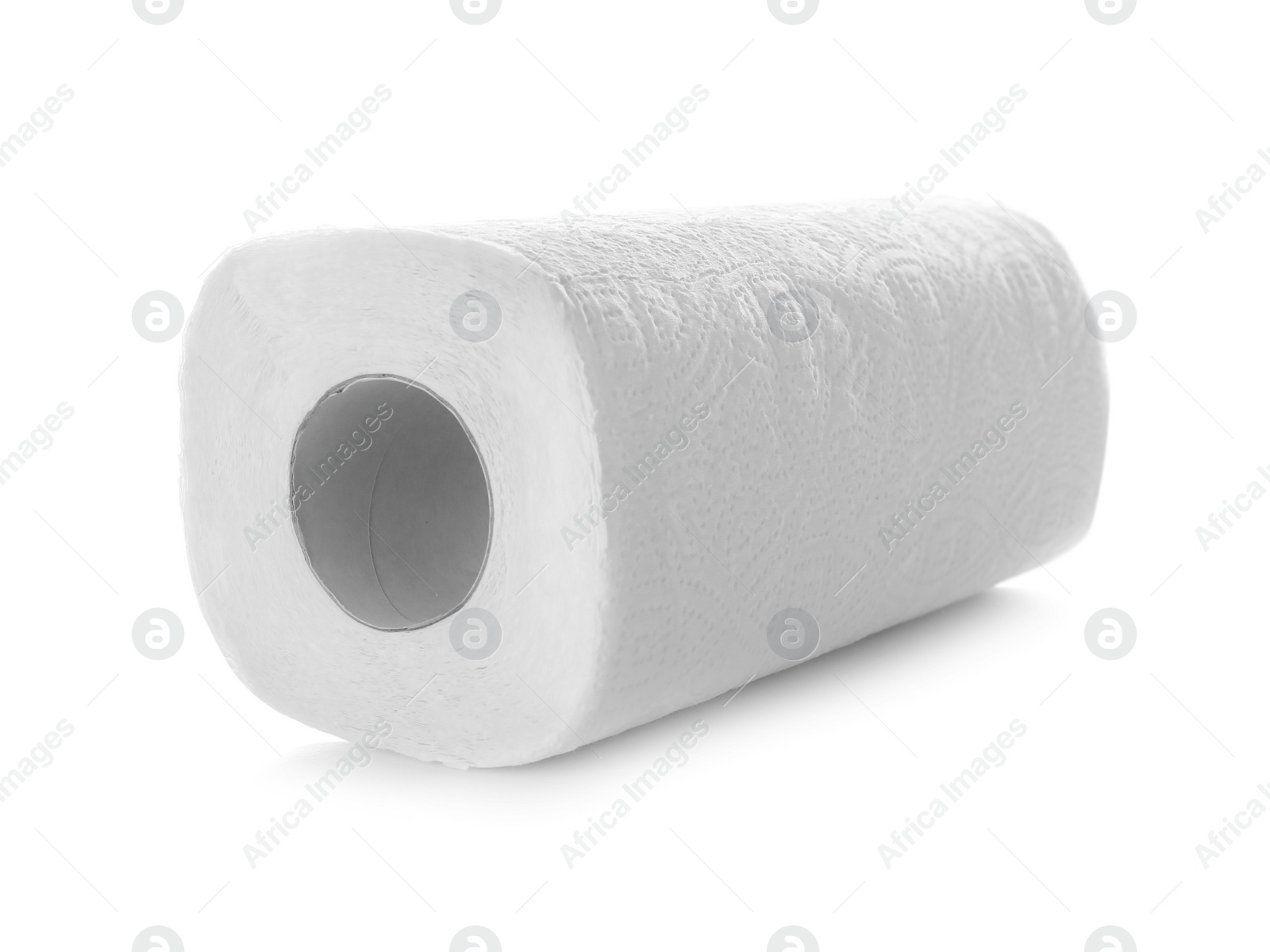 Photo of Roll of paper towels on white background