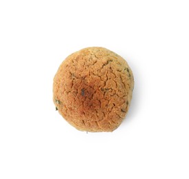 Photo of Delicious falafel ball isolated on white, top view