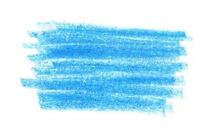 Photo of Blue pencil hatching on white background, top view