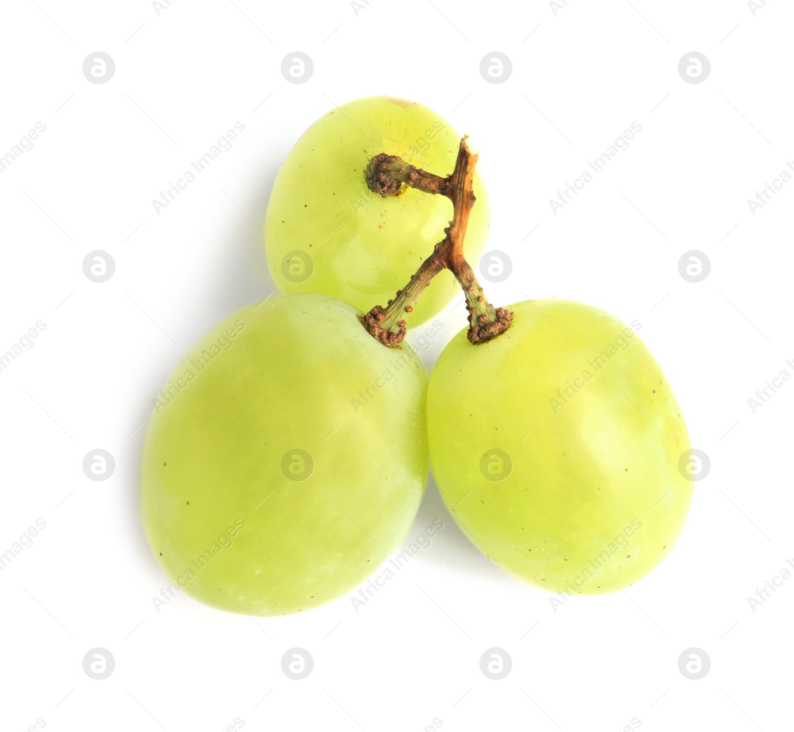 Photo of Fresh ripe juicy green grapes isolated on white