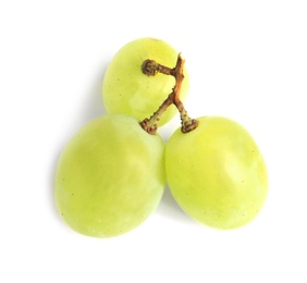 Fresh ripe juicy green grapes isolated on white