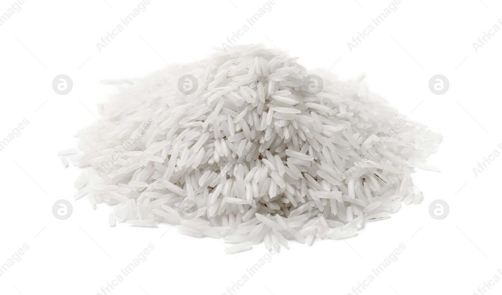 Photo of Pile of raw basmati rice isolated on white