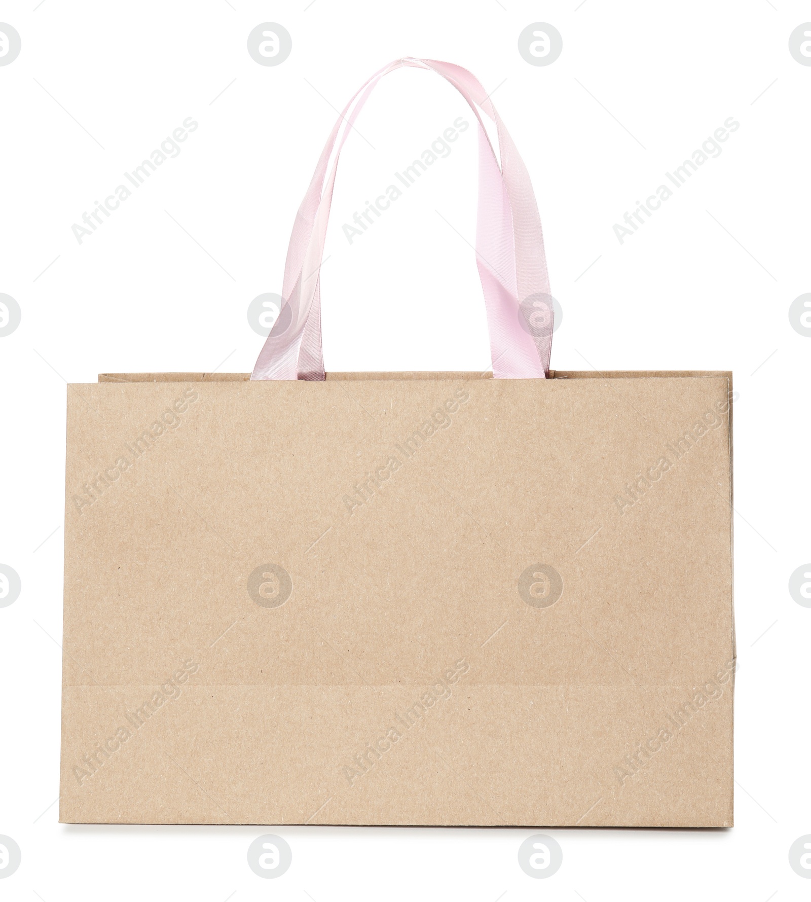 Photo of Paper shopping bag isolated on white. Mock up for design