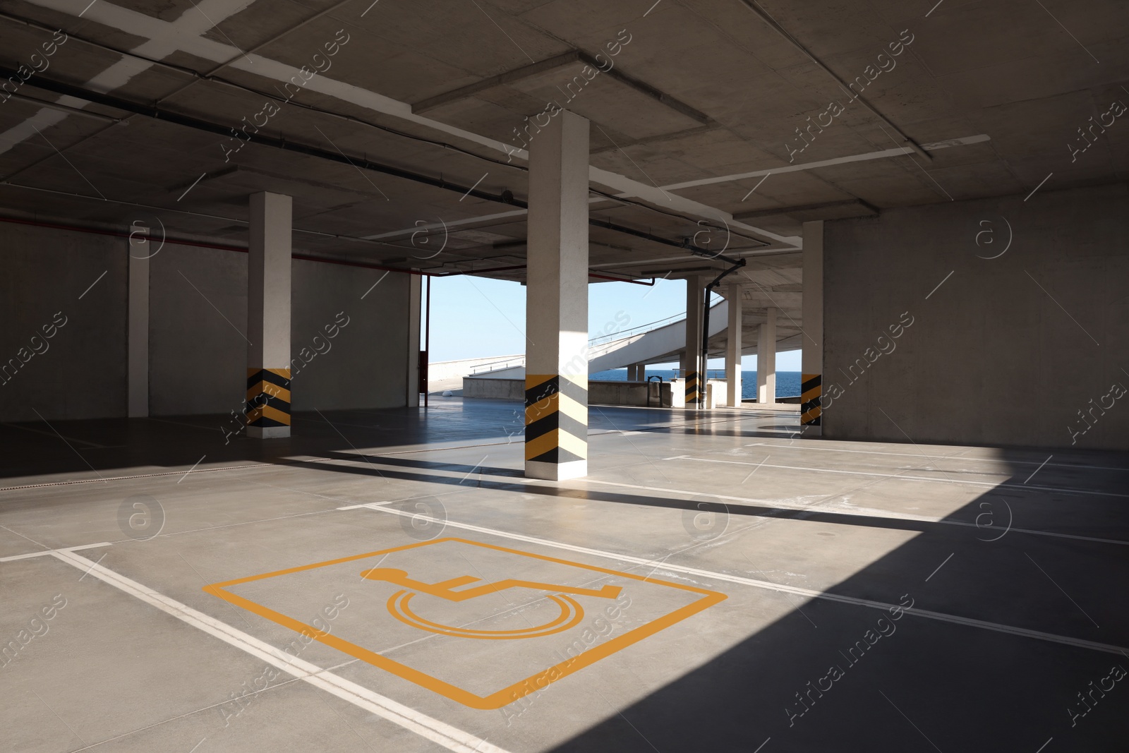 Image of  Car parking garage with wheelchair symbol 