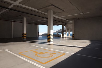 Image of  Car parking garage with wheelchair symbol 