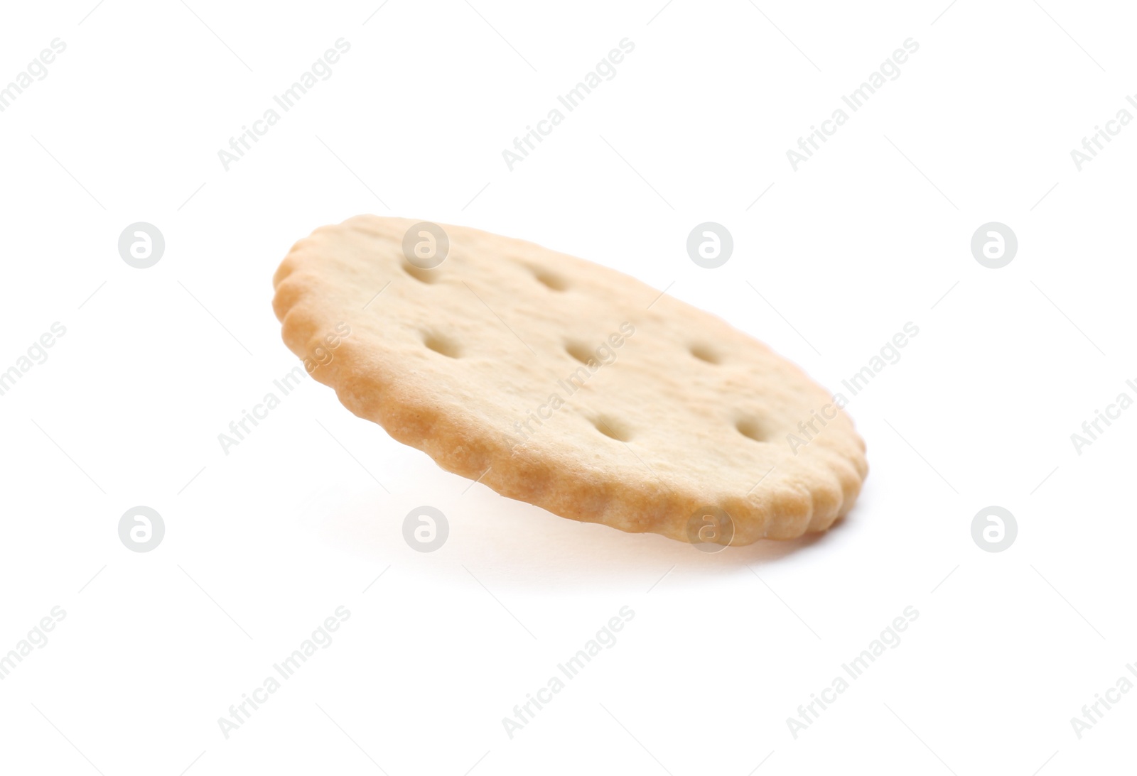 Photo of Crispy cracker isolated on white. Delicious snack