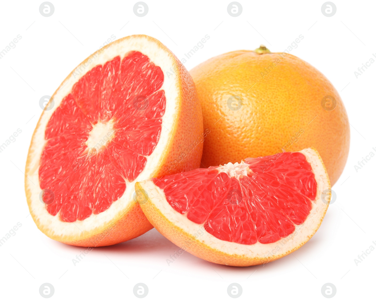 Photo of Ripe grapefruit on white background. Fresh fruit