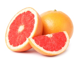 Ripe grapefruit on white background. Fresh fruit