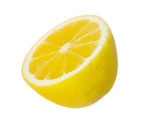 Photo of Fresh ripe lemon half isolated on white