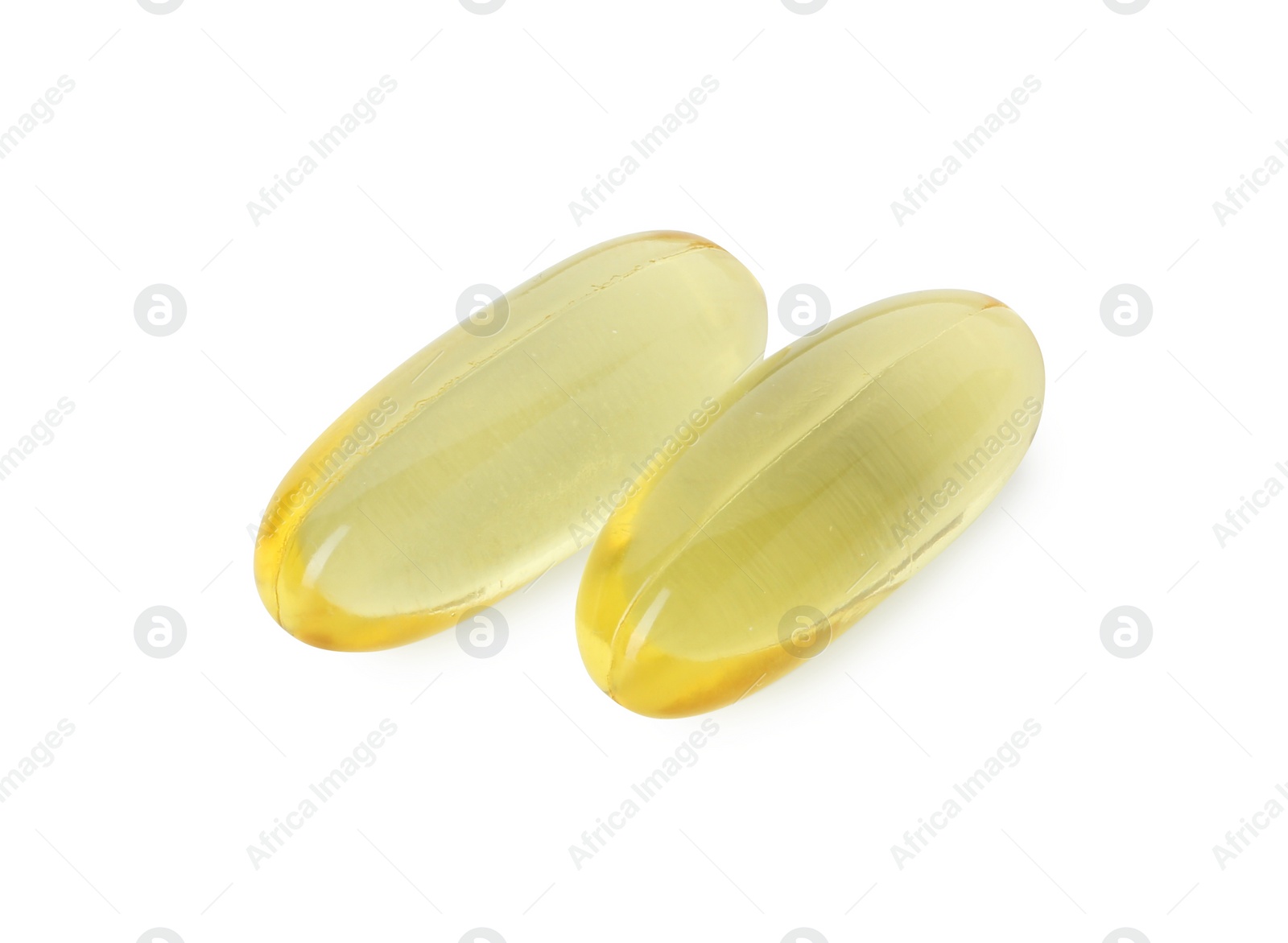 Photo of Vitamin capsules isolated on white. Health supplement