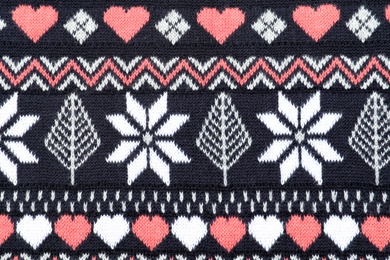 Texture of cozy warm sweater as background, closeup