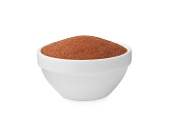 Photo of Tasty curry paste in bowl isolated on white