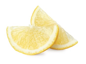 Photo of Pieces of fresh lemon isolated on white