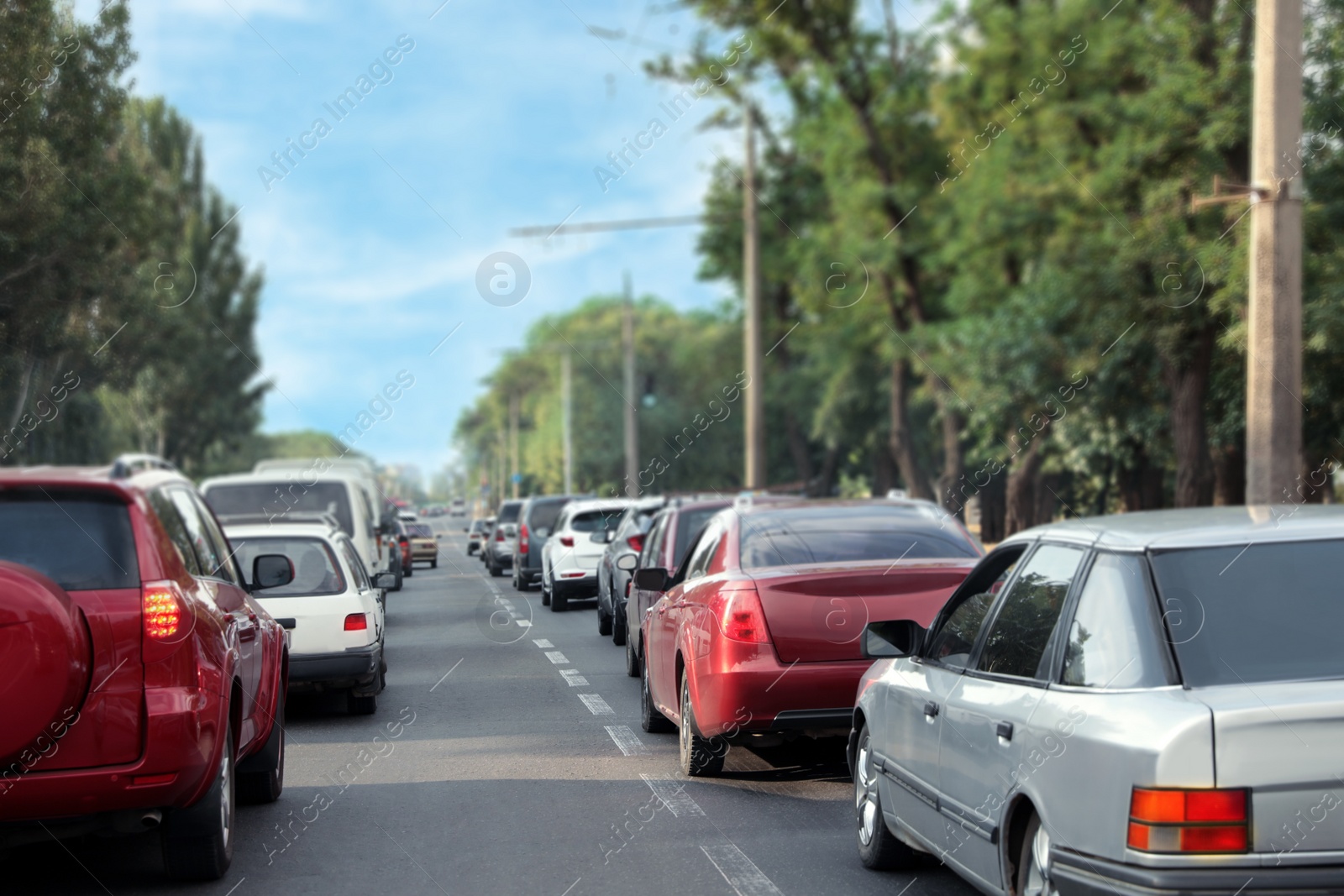 Photo of Cars in traffic jam on city street