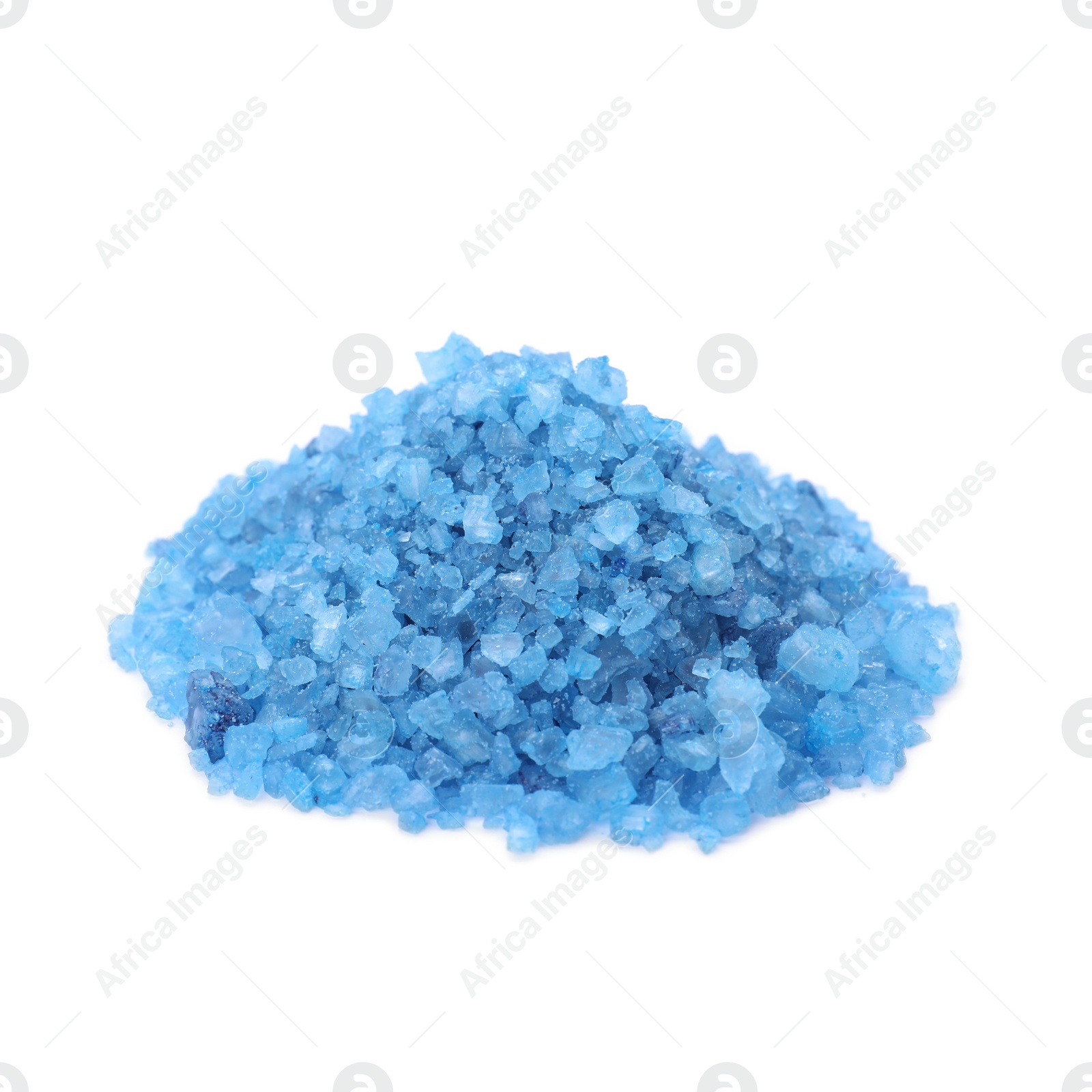 Photo of Heap of blue sea salt isolated on white