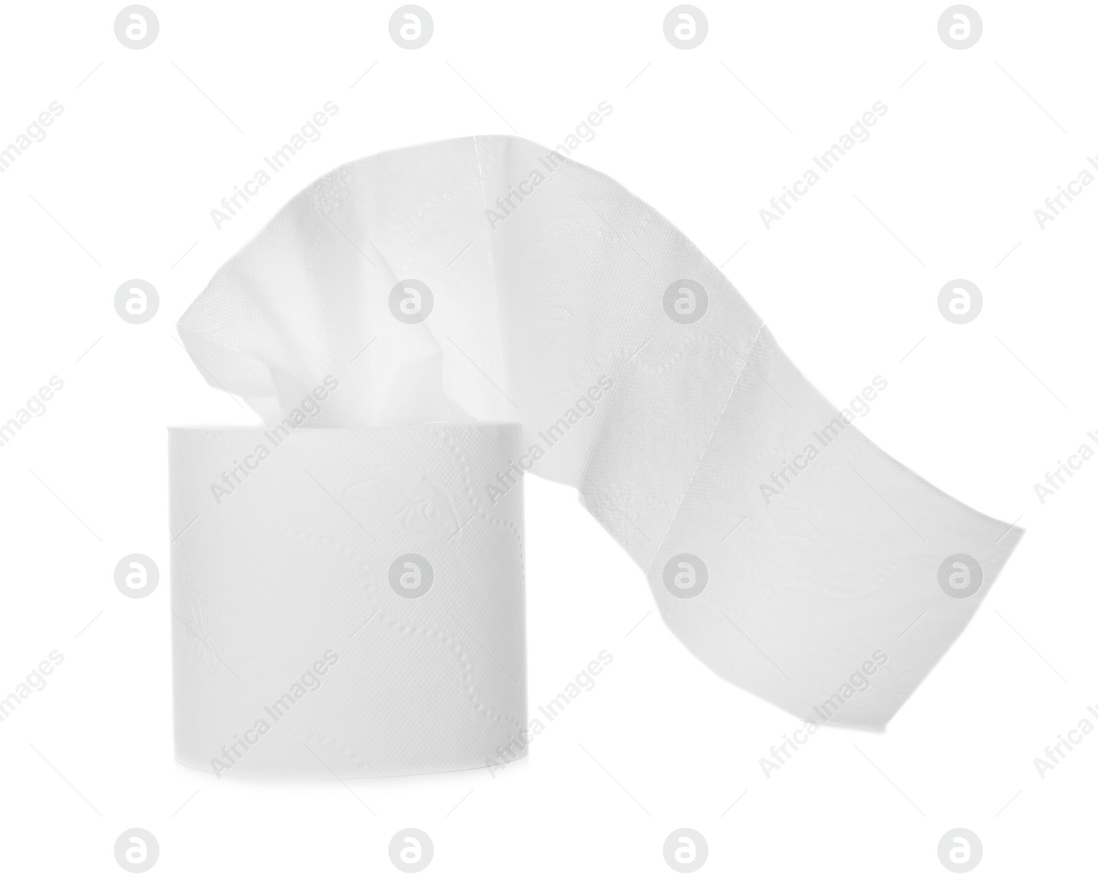 Photo of Roll of toilet paper on white background