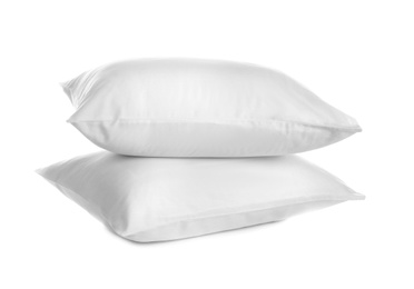 Clean soft bed pillow on white background