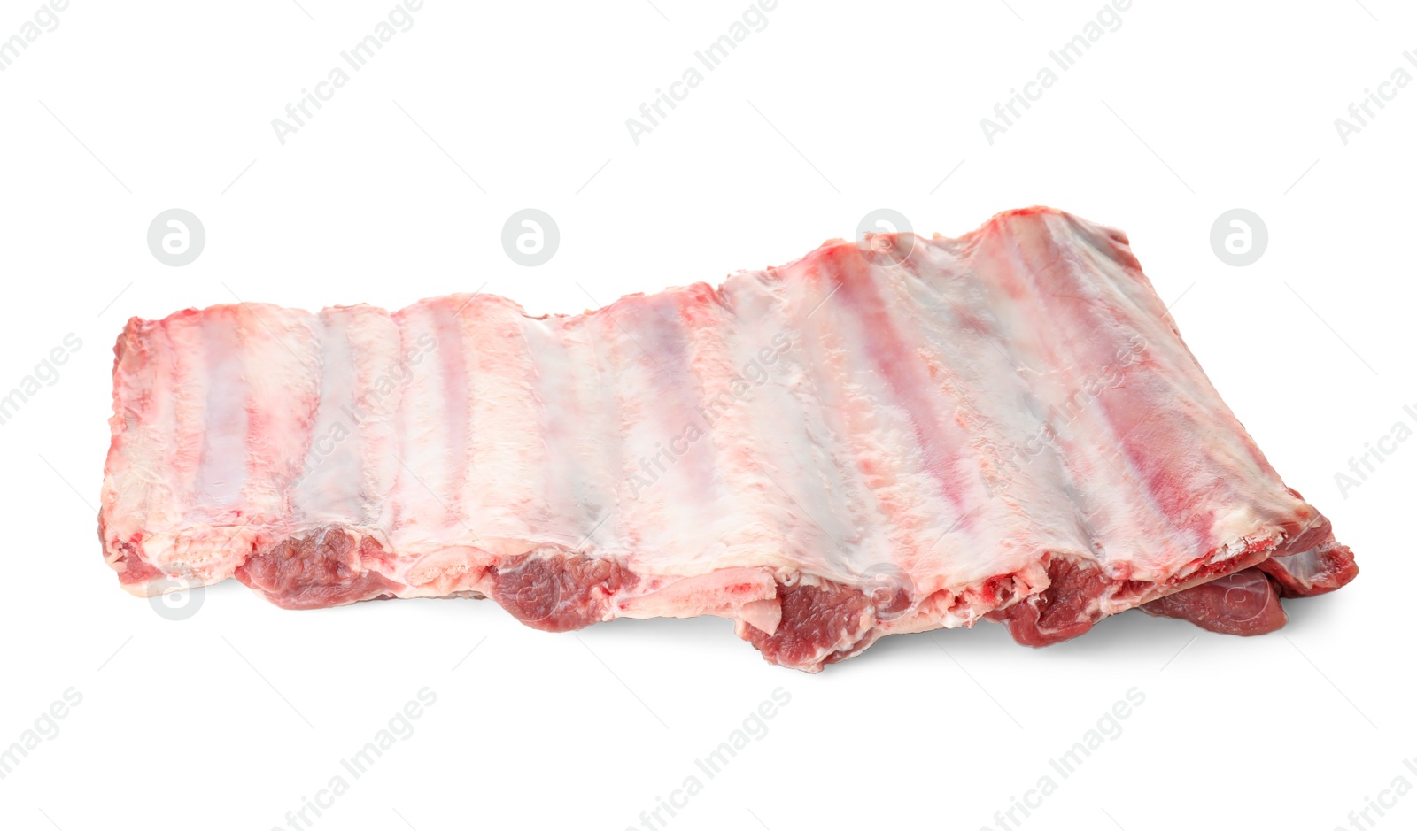 Photo of Raw ribs on white background. Fresh meat