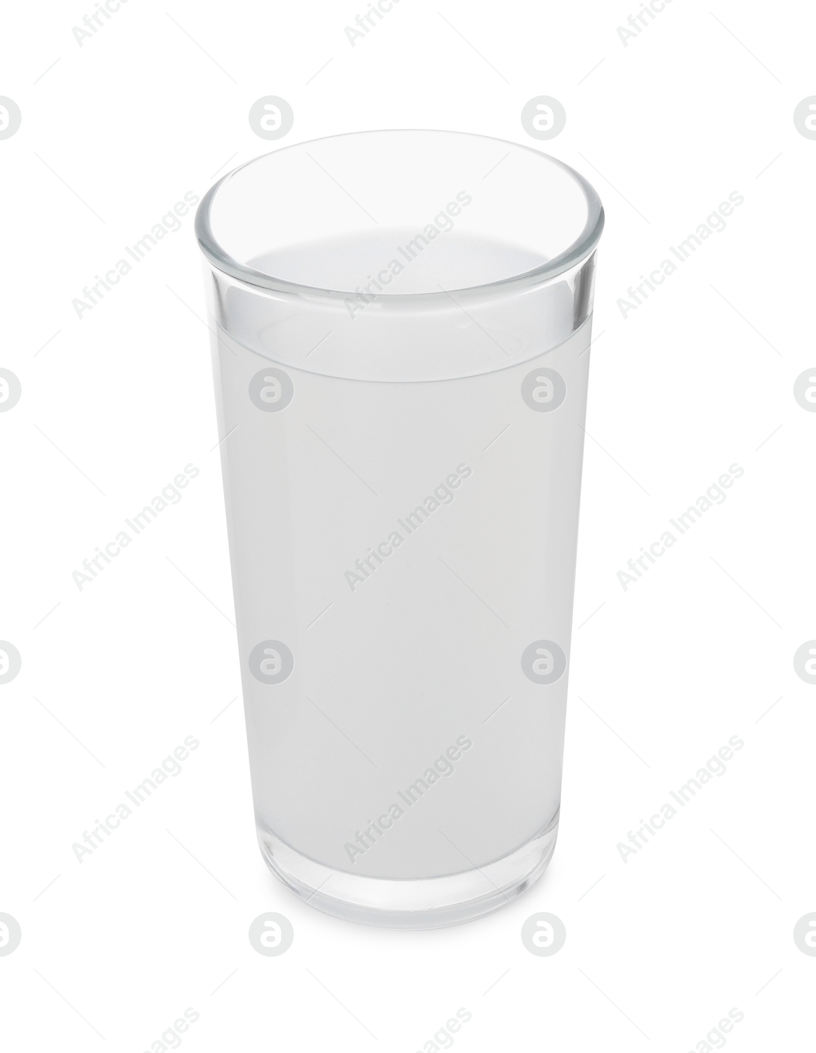 Photo of Glass of coconut water isolated on white