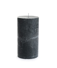 Photo of Dark aromatic decorative candle isolated on white