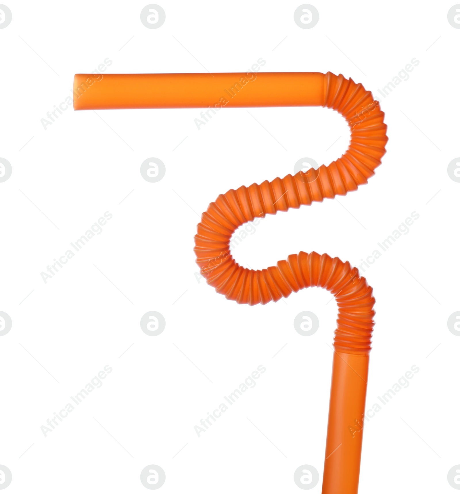 Photo of Orange plastic cocktail tube isolated on white