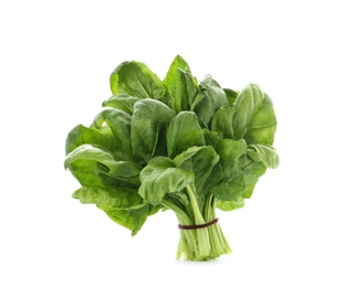 Photo of Bundle of fresh spinach isolated on white