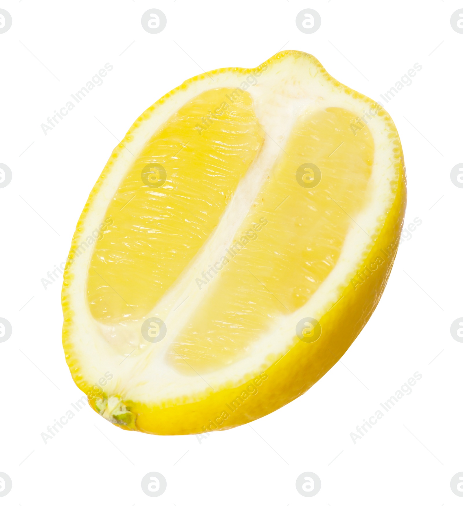 Photo of Fresh ripe lemon half isolated on white