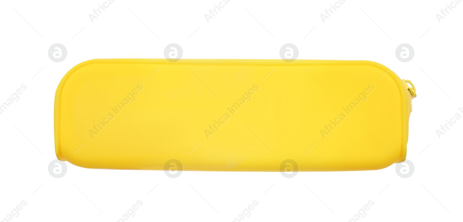 Photo of Color pencil case isolated on white. School stationery
