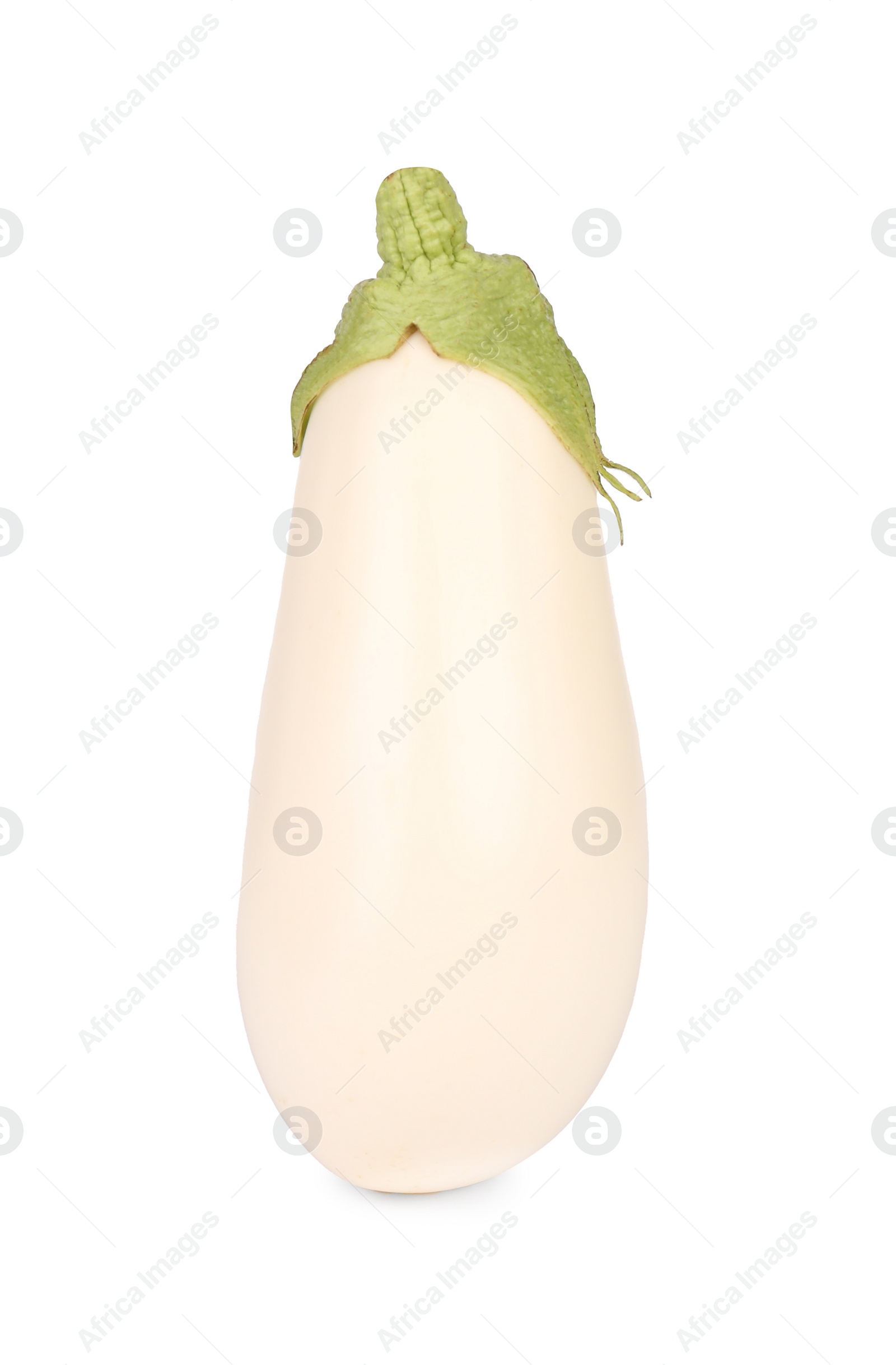 Photo of One fresh white eggplant isolated on white