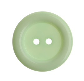 Light green plastic sewing button isolated on white