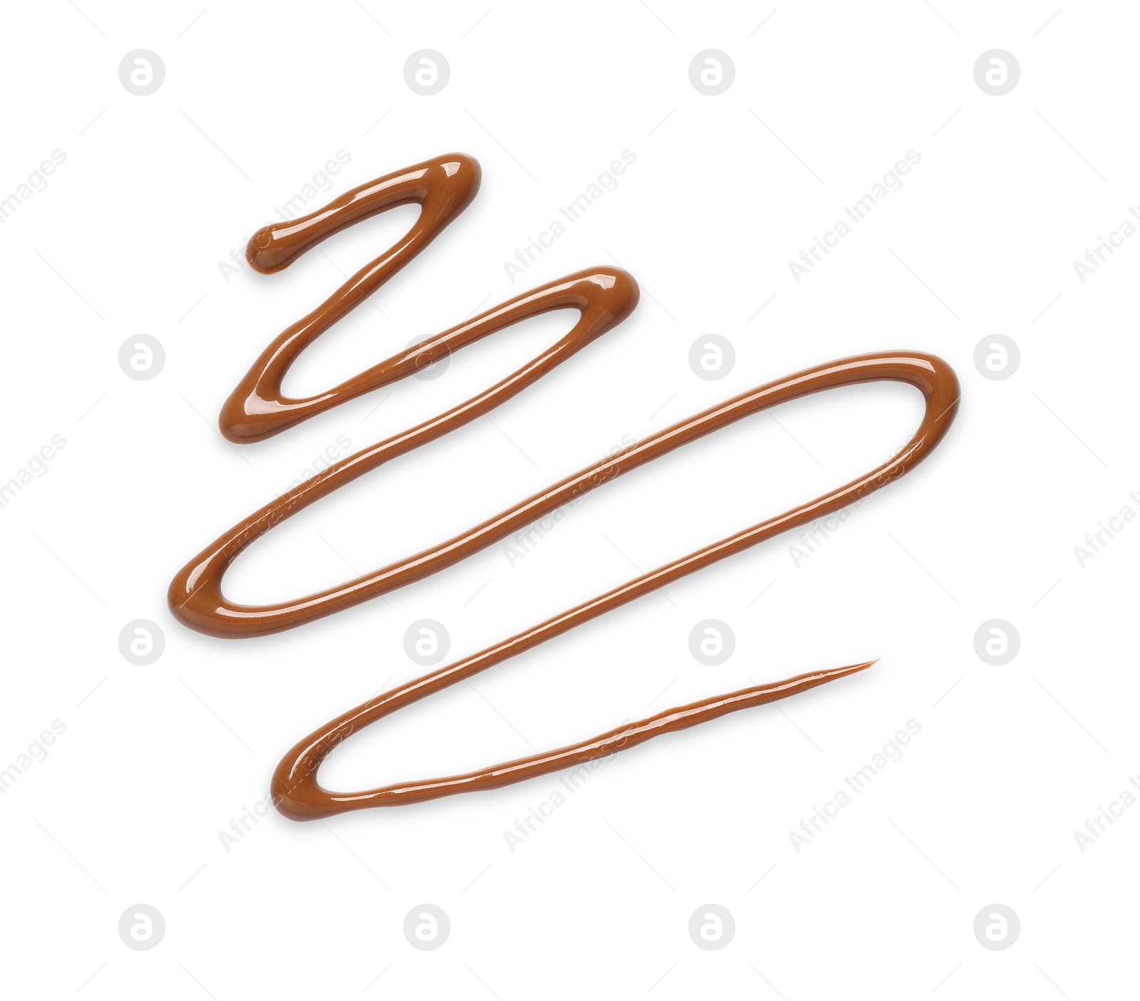 Photo of Smear of tasty milk chocolate paste isolated on white, top view