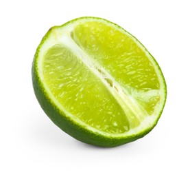 Photo of Half of fresh green ripe lime isolated on white